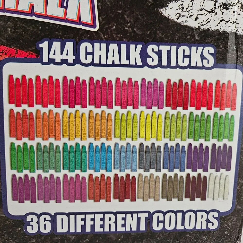 Crayola Washable Sidewalk Chalk 144 Pieces 36 Different Colors New Sealed